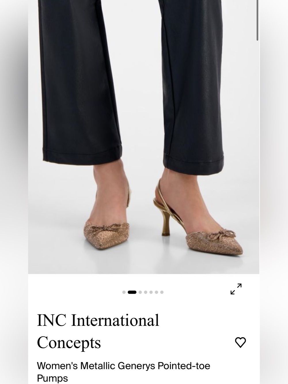 INC International Concepts Gold Glitter Pointed-Toe Slingback Pumps